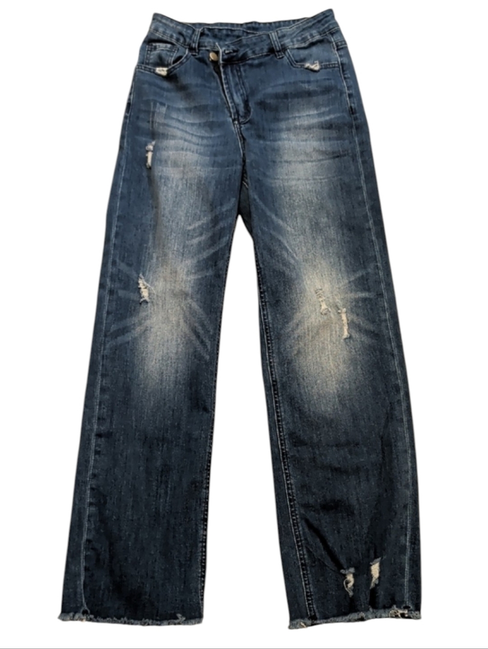 Source Unknown Dark Blue Distressed Women’s Jeans (#Rc801)